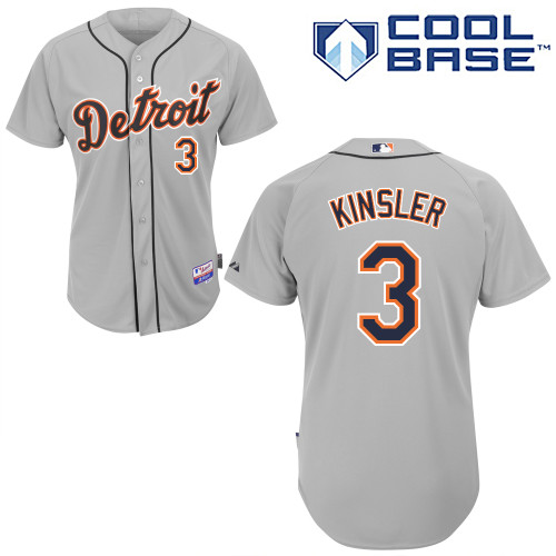 Ian Kinsler #3 Youth Baseball Jersey-Detroit Tigers Authentic Road Gray Cool Base MLB Jersey